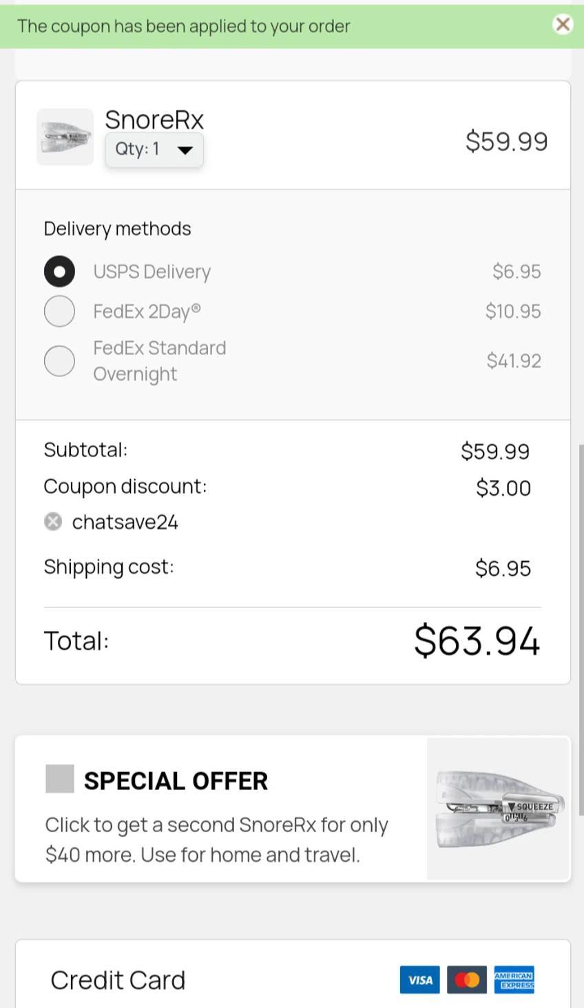 How to apply SnoreRx coupon code
